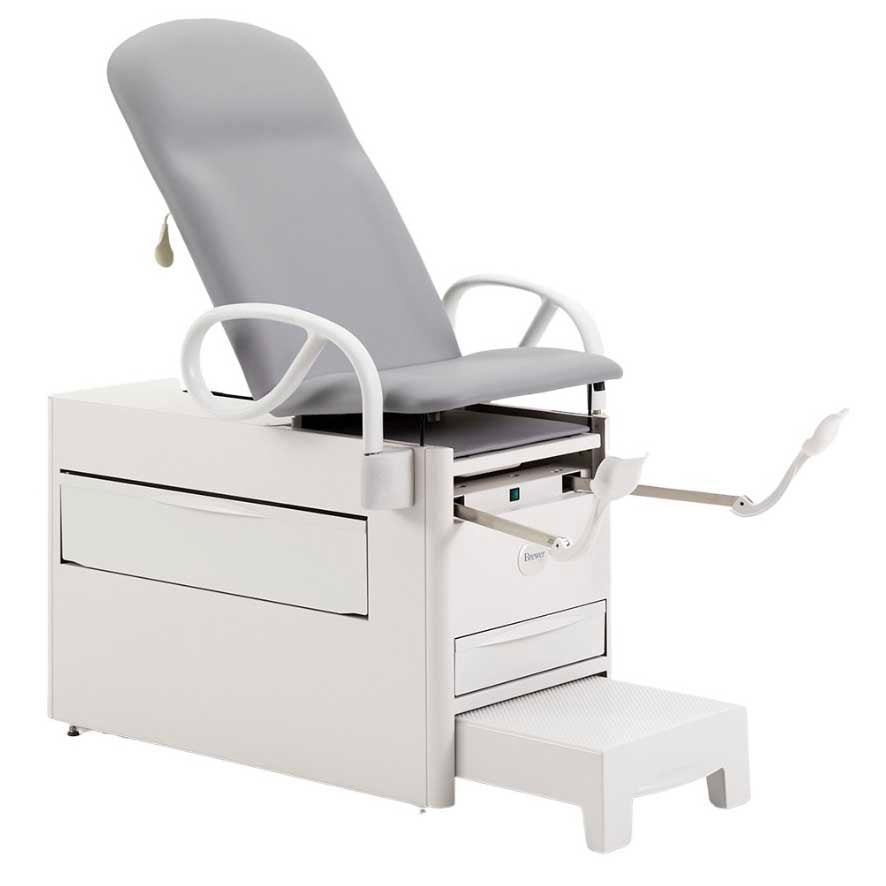 Brewer Versa Exam Table with Patient Assist Handles, Stirrups, Pelvic Tilt, and Electrical Receptacle