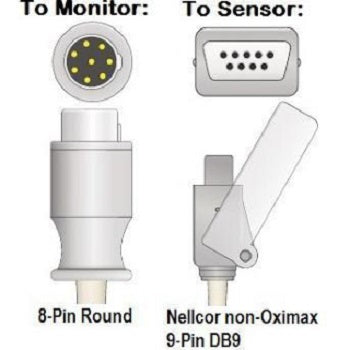 Cables and Sensors MEK SpO2 Adapter Cable - Connectors