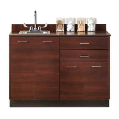 Clinton 48" Base Cabinet with 4 Doors, 2 Drawers, and Sink - Dark Cherry