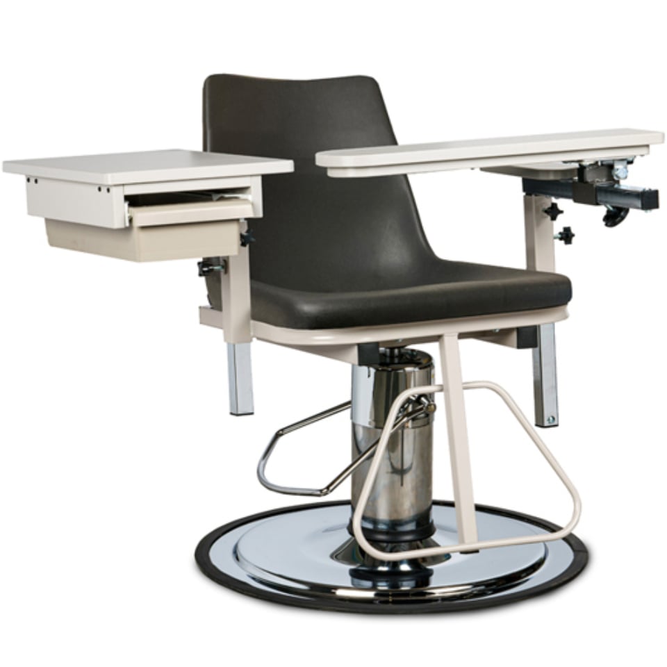 Clinton H Series E-Z-Clean Hydraulic Blood Drawing Chair with Drawer