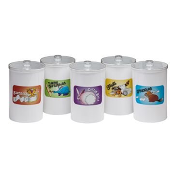 Clinton Labeled Opaque Plastic Animal Pals Sundry Jars