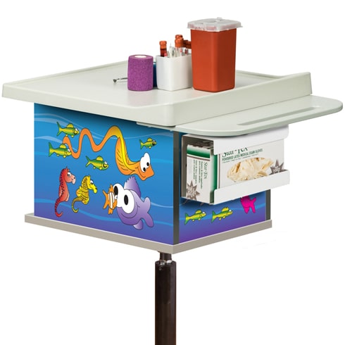Clinton Pediatric Ocean Commotion Phlebotomy Cart - back with glove box holder