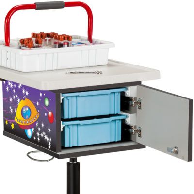Clinton Pediatric Space Place Phlebotomy Cart - Plastic Removable Trays