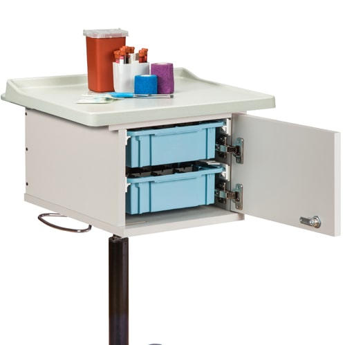 Clinton Two-Bin Phlebotomy Cart with open door