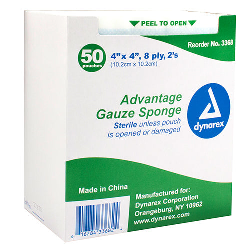 Dynarex Advantage Gauze Sponge - 4" x 4" - 8 Ply