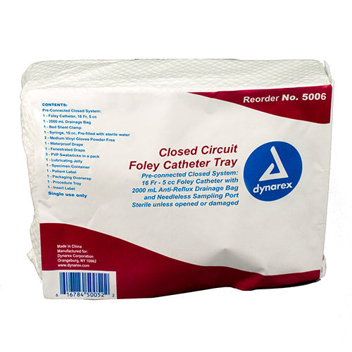 Dynarex Closed Circuit Foley Catheter Tray - 16 FR