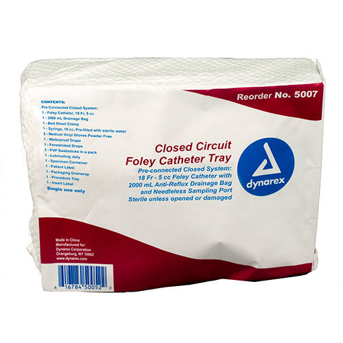Dynarex Closed Circuit Foley Catheter Tray - 18 FR
