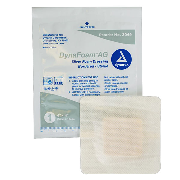 Dynarex DynaFoam AG Bordered Silver Foam Dressing