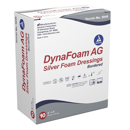 Dynarex DynaFoam AG Bordered Silver Foam Dressing - Box