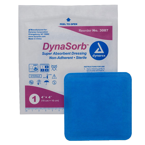 Dynarex DynaSorb Super Absorbent Dressings - Non-Adherent - 4" x 4"