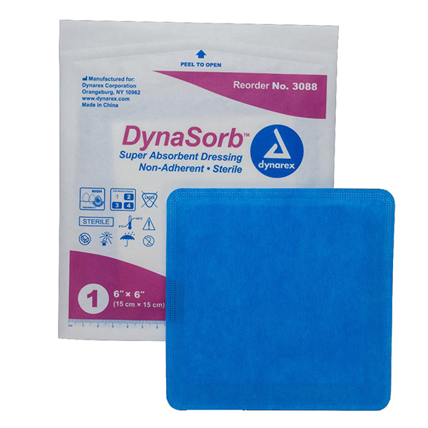 Dynarex DynaSorb Super Absorbent Dressings - Non-Adherent - 6" x 6"