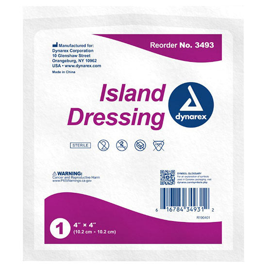 Dynarex Island Dressing - Sterile - 4" x 4" - Packet