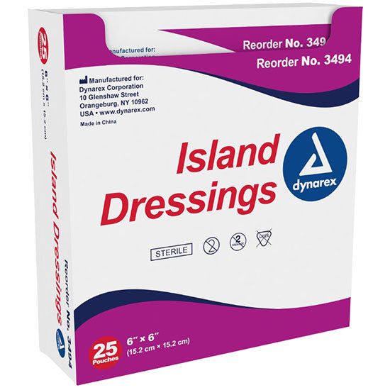 Dynarex Island Dressing - Sterile - 6" x 6" - Box