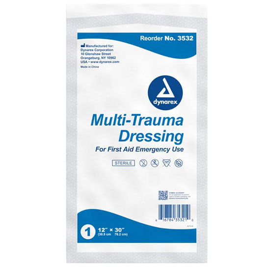 Dynarex Multi-Trauma Dressing - Sterile - 12" x 30" - Packet