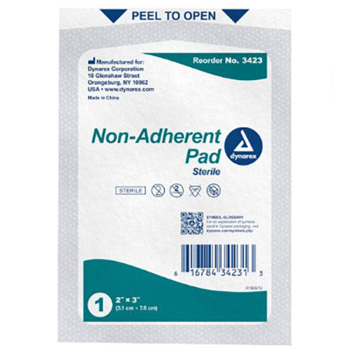 Dynarex Non-Adherent Pads - Sterile - 2" x 3" - Pack