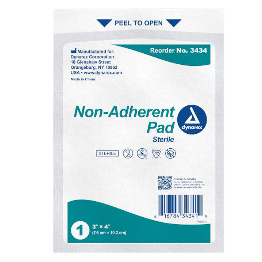 Dynarex Non-Adherent Pads - Sterile - 3" x 4" - Pack