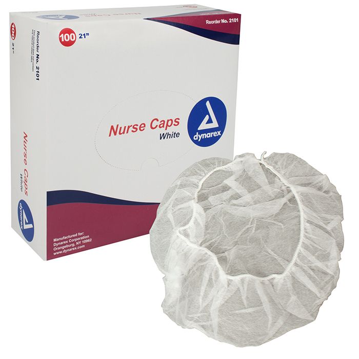 Dynarex Nurse Caps - 21" White