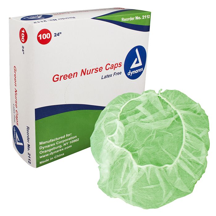 Dynarex Nurse Caps - 24" Green