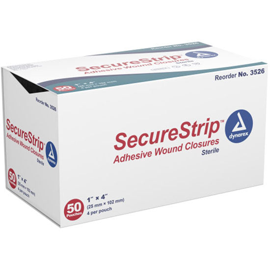 Dynarex SecureStrip Adhesive Wound Closure - Sterile - 1" x 4" - Box