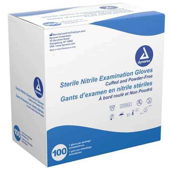 Dynarex Sterile Nitrile Exam Gloves - Box of 100