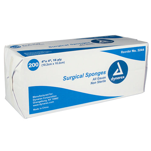 Dynarex Surgical Gauze Sponges - Non-Sterile - 4"x 4" - 16 Ply