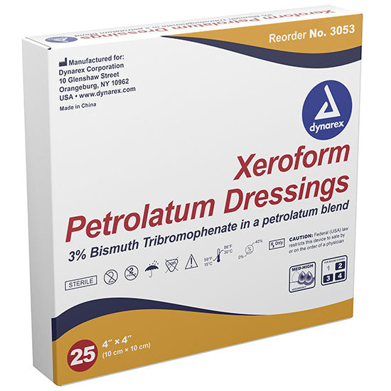 Dynarex Xeroform Petrolatum Dressing - 4" x 4" - Box