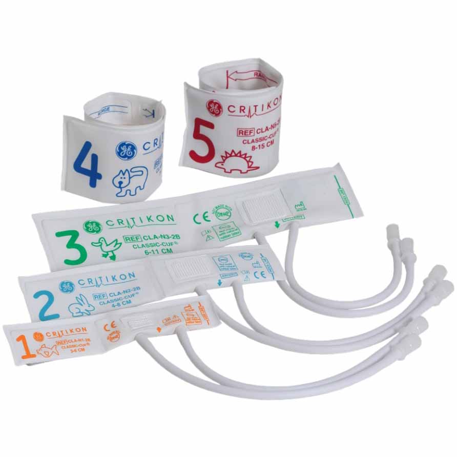 GE CRITIKON SOFT-CUF Neonatal Blood Pressure Cuff with 2-Tube Luer Connector