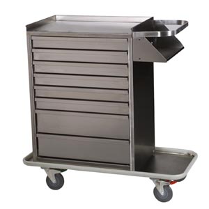 Harloff 6020 Stainless Steel 8 Drawer Cast Cart W/Multiple Locking Options