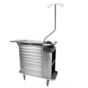 Harloff 6025 Stainless Steel 8 Drawer Cast Cart W/Multiple Locking Options, Deluxe Package