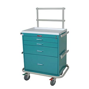 Harloff 6351 Short 4 Drawer Anesthesia Cart - Key Lock, Specialty Package