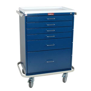 Harloff 6450 Tall 6 Drawer Anesthesia Cart with Key Lock