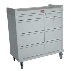 Harloff AL602PC OptimAL Line All Aluminum 600 Punch Card Medication Cart W/Double Wide Narcotics Drawer