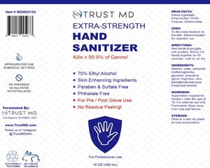 HAND SANITIZER EXTRA STRENGTH70 PCT ALCOHOL 16OZ 24/CS