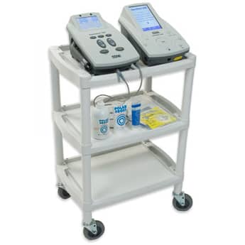 Mettler Sys*Stim 240 Neuromuscular Stimulator with Sonicator 740 and accessories on cart