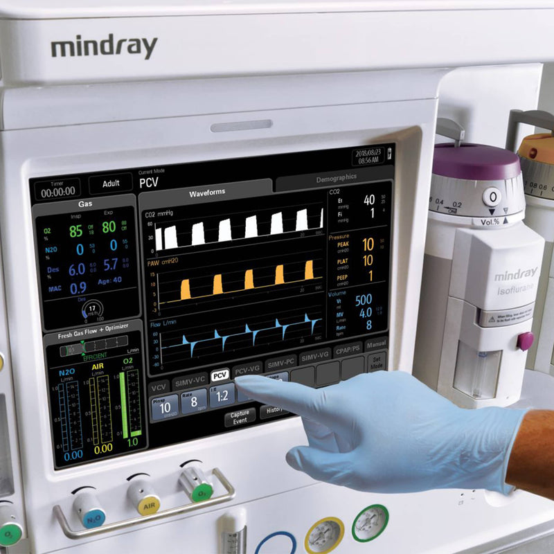 Mindray A4 Advantage Advanced Anesthesia System with Gas Module Screen Display