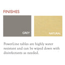 OakWorks 27" Wide Powerline Table with Backrest Top and 2.5" Comfort Padding Finish Color Chart
