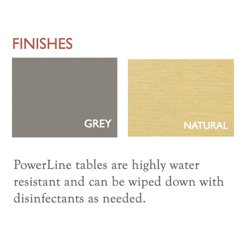 OakWorks 30" Wide Powerline Table with Flat Top and 1.75" Firm Response Padding Finish Color Chart