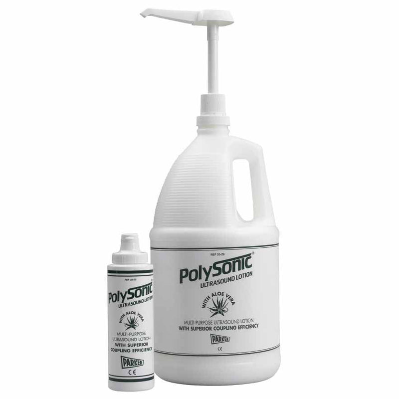 Parker Polysonic Ultrasound Lotion - 3.8 Liter Bottle with Refillable Dispenser and Pump with Aloe Vera