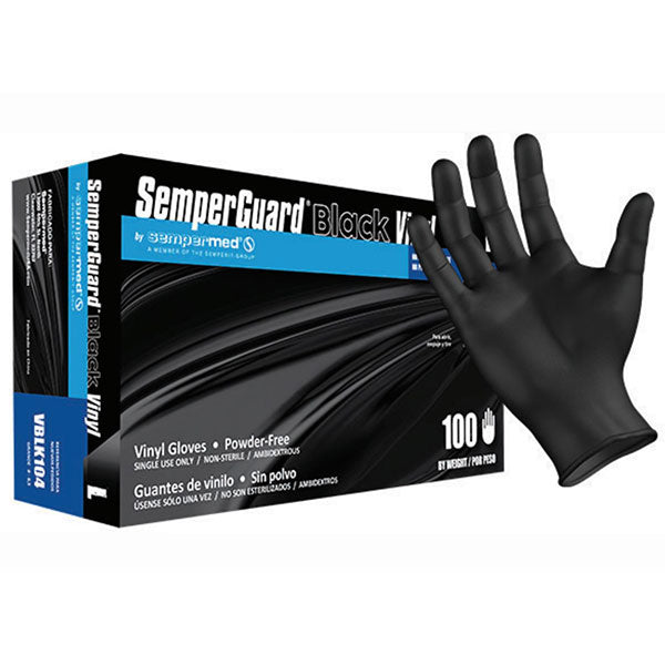 Sempermed SemperGuard Black Vinyl Industrial Gloves - Box, Large