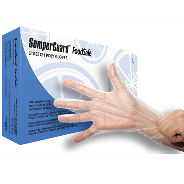 Sempermed SemperGuard FoodSafe Stretch Poly Gloves - Box, Large