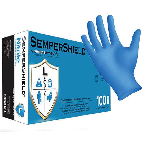 Sempermed SemperShield Standard Cuff Nitrile Exam Gloves - Box, Large