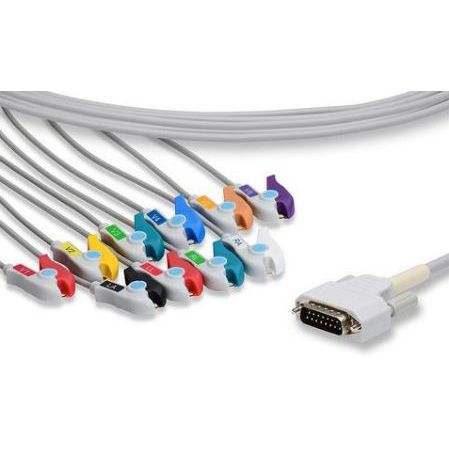 Spacelabs One Piece EKG Cable - 15-Pin (10 Leads Clip)