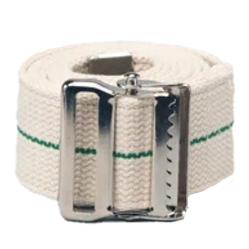 TIDI Posey Gait Belt - Metal - White with Green Stripes