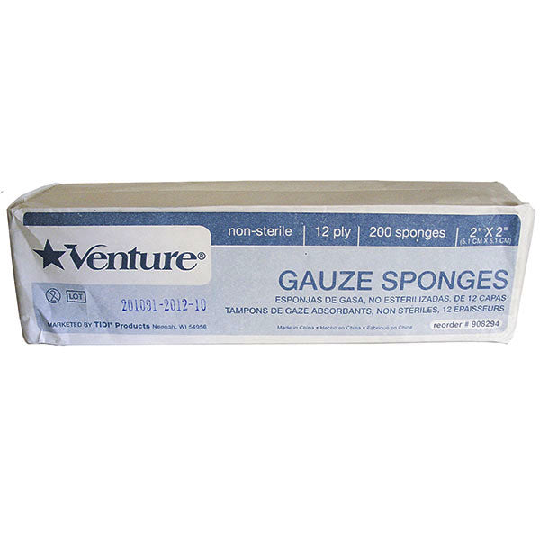 TIDI Venture Gauze Sponges - 2" x 2" - 12-Ply