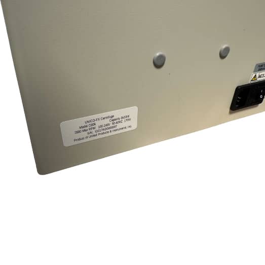 Unico PowerSpin FX Centrifuge Back Panel