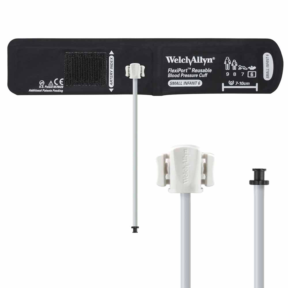 Welch Allyn FlexiPort Reusable Blood Pressure Cuff with One-Tube Tri-Purpose Connector - Size-06 Small Infant