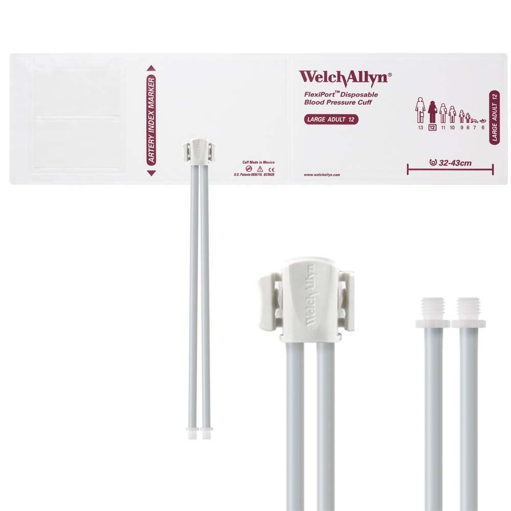 Welch Allyn FlexiPort Vinyl Disposable Blood Pressure Cuff with Two-Tube Screw Connectors
